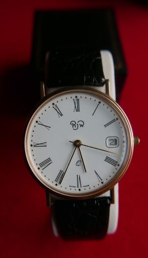 Rjw 9ct Gold 375 Cased Mens Swiss Made Wristwatch (works Perfectly)