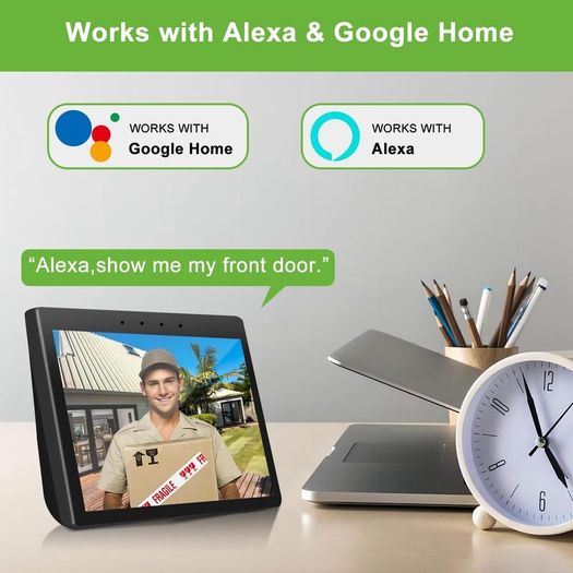 Wireless Video Doorbell Camera with Chime, 1080P Smart WiFi Door Bells Camera, Voice Changer, PIR Motion Detection, 2-Way Audio, Night Vision,Battery Powered, IP66, Works with Alexa & Google Home