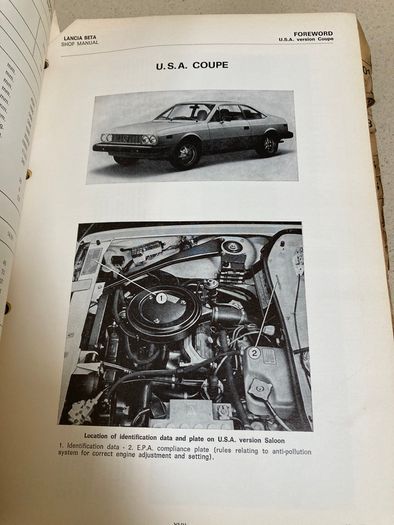Lancia Beta Genuine Shop Manual Year 1976. English version