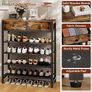 5 Tier Shoe Rack with 2 Drawers, Shoe Storage Organizer for 12-16 Pairs of Shoes, Modern Shoe Stand with Fabric Shelf for Entryway Closet Bedroom, Rustic Brown Image 4