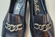 Ladies Da Bella Heeled Court Shoes Keira leather black chain detail RRP 100 euro NEW &amp; BOXED SIZE 5 UK fitting E extra wide