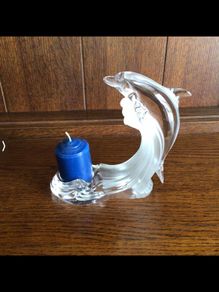 Lennox Glass Dolphin candle holder and candle