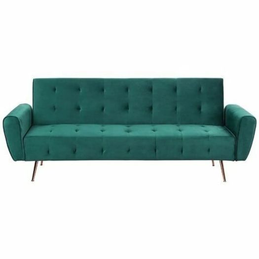 Luxury Velvet Sofa Bed with Golden Legs green