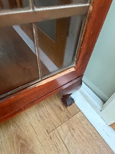 Vintage wooden display cabinet with glass door