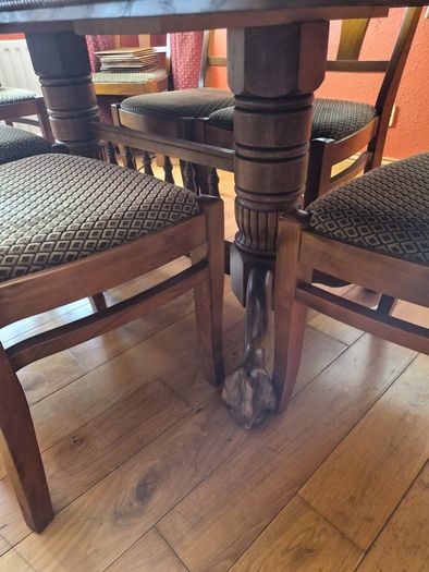 Oak dining table and 10 chairs