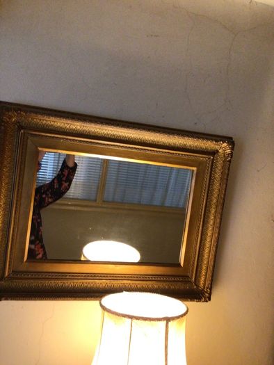 Big very old rectangular gilt framed mirror