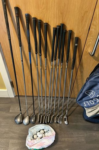 Full beginner golf set Titleist and Wilson with bag and golf balls