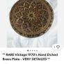 Rare 1970s Hand etched Brass Plate Image 5