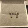Petite White Gold Diamond set Cross stud Earrings Image 5