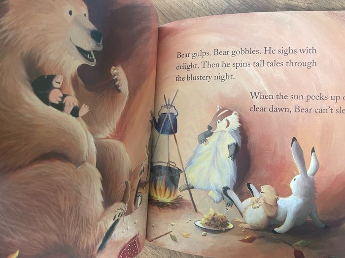 Book Bear snores on