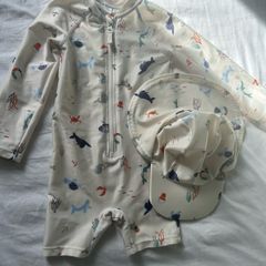 baby swimsuit and hat