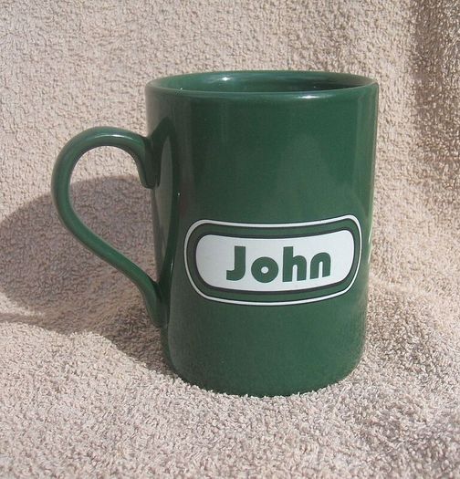 FAI EIRCOM (Football Association of Ireland) - personalised mug with name JOHN (early 2000s). Clean unused condition.