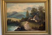 Antique oil painting signed T Hall