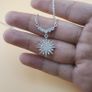 925 Sterling Silver Sparkling Sunburst Pendant Necklace with CZ Stones Elegant Radiant Star Design Image 6