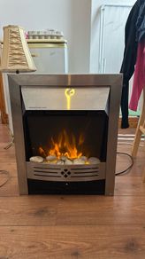 BPS Electric Fireplace Heater 1800W-2000W Brushed Stainless Steel