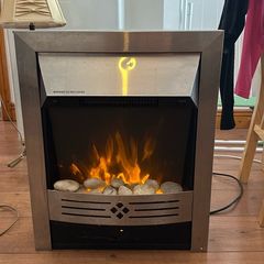 BPS Electric Fireplace Heater 1800W-2000W Brushed Stainless Steel