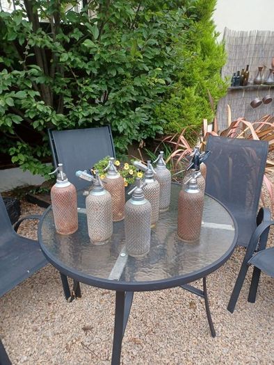 Antique, Soda Syphon, Glass Bottle, Steel mesh, Pub Memorabilia