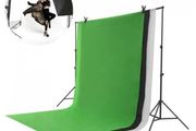 443442 2 x 2m Stand + 1.6 x 3m Non Woven Fabric Black, White, Green Background