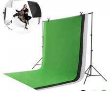 443442 2 x 2m Stand + 1.6 x 3m Non Woven Fabric Black, White, Green Background