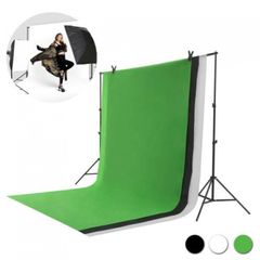 443442 2 x 2m Stand + 1.6 x 3m Non Woven Fabric Black, White, Green Background