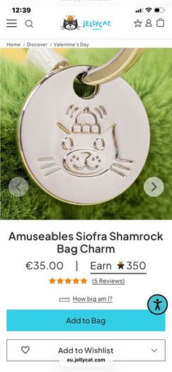 New JELLYCAT Limited Edition Amuseable Siofra Shamrock BAG CHARM