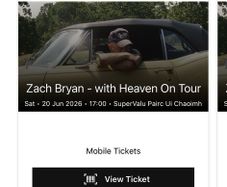 Zach Bryan Saturday Tickets Cork