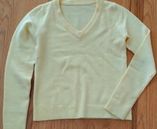 Women's yellow v-neck jumper