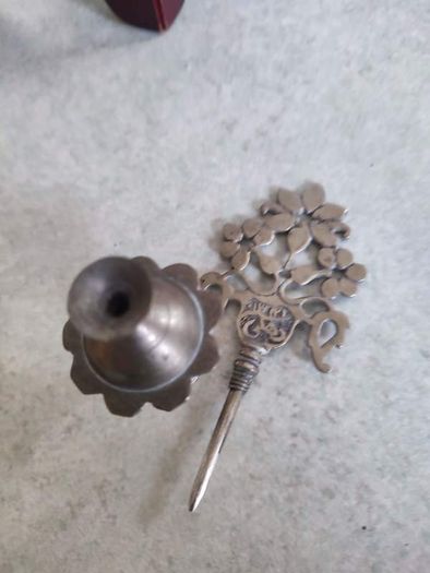 Kohl bottle in nickel plated metal Beaute Small, Eye Liner Powder Box ,kohl bottle in nickel,plated metal from the early 20th century decorated with a tree of life.