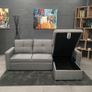 Sofa bed chaiselongue with storage Light Grey fabric. Image 2