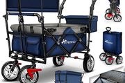 Handcart with Roof Folding Garden Trolley | Transport Trolley with Solid Rubber Tyres + Brake + Carry Bag