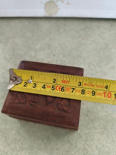 Vintage Small Hinged Carved Floral Wood Box Rings Trinkets