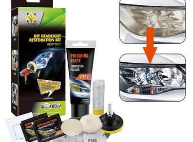 Professional Headlight Repair Kit DIY Headlight Brightener Car Care Repair Kit Head Lens Cleaning Tool