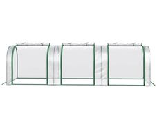 Tunnel Greenhouse Green Grow House Steel Frame for Garden Backyard with Zipper Doors 295x100x80 cm, Clear