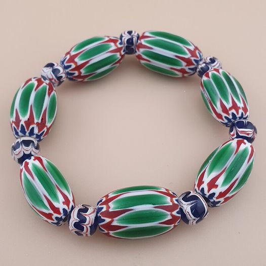 Vintage Venetian Style Chevron Beads Bracelet
