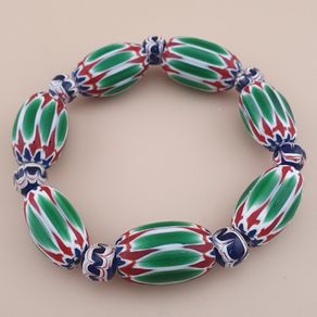 Vintage Venetian Style Chevron Beads Bracelet