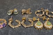 Mixed Lot of 8 Pairs Gold Tone Earrings