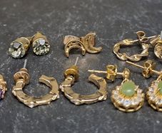 Mixed Lot of 8 Pairs Gold Tone Earrings