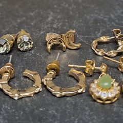 Mixed Lot of 8 Pairs Gold Tone Earrings