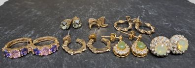 Mixed Lot of 8 Pairs Gold Tone Earrings