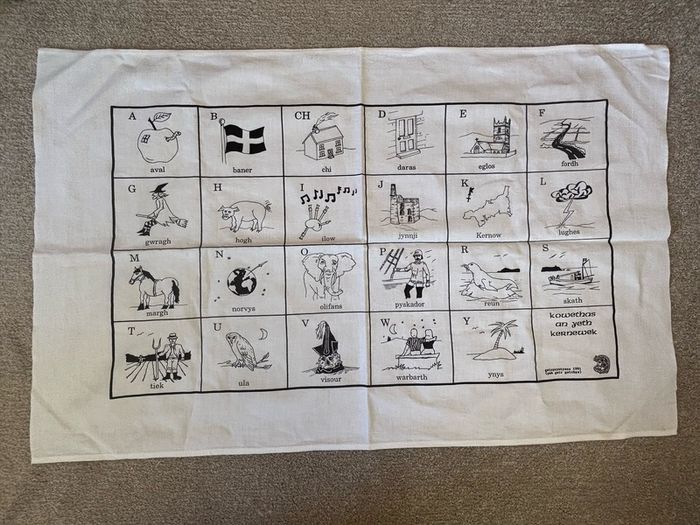 vintage Cornish Language Tea Towel