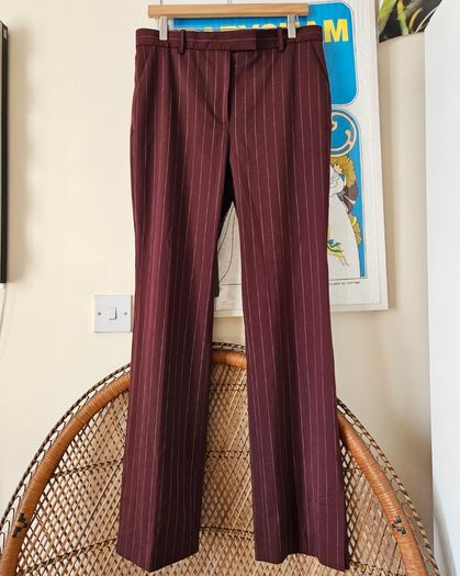 & Other Stories burgundy wool blend wide legged trousers office siren smart Size 12-14
