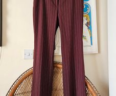 & Other Stories burgundy wool blend wide legged trousers office siren smart Size 12-14