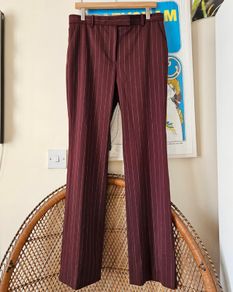& Other Stories burgundy wool blend wide legged trousers office siren smart Size 12-14