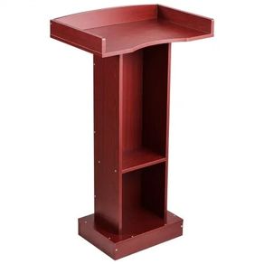 Podium Stand, 1040 mm Wooden Lectern, Laptop Desk with Wide Reading Surface and Storage Shelf, Edge Stopper, Elegant Design, Flool-Standing