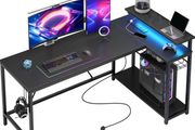 147CM L-Shaped Gaming Desk with RGB Lights &amp; Power Outlets