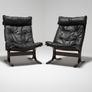 Pair of Black Leather Lounge Chairs, Siesta, by Ingmar Relling for Westnofa, Norway, 1960s. Image 3
