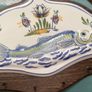 French vintage wall plaque, ceramic and wood Image 5
