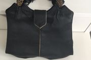 Vintage black satin evening bag.