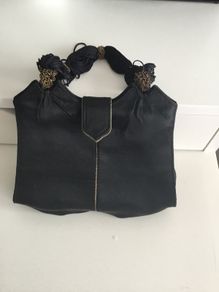Vintage black satin evening bag.