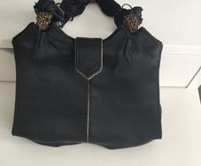 Vintage black satin evening bag.